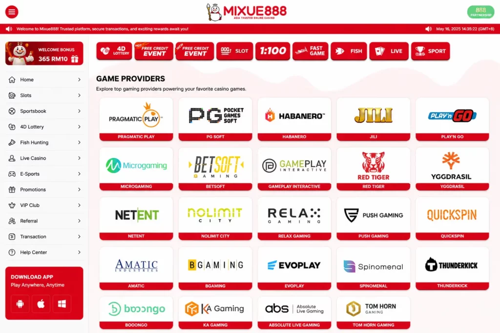 Mixue888 Casino Game Providers