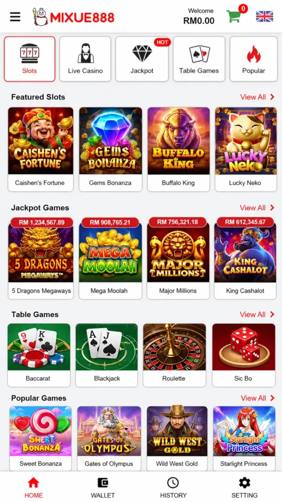 Mixue 888 Mobile Online Casino Games
